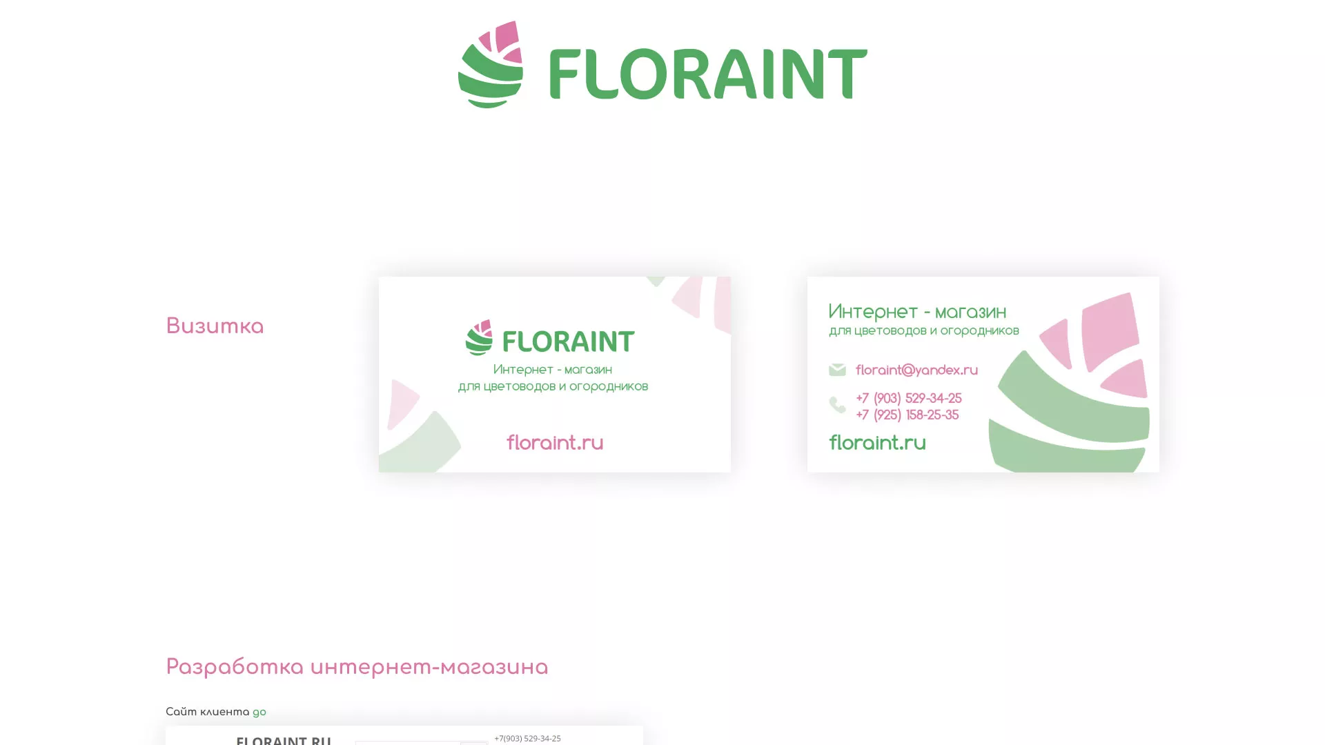 Создание логотипа и интернет-магазина «FLORAINT» в Боровичах